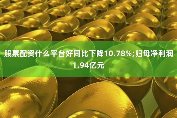 股票配资什么平台好同比下降10.78%;归母净利润1.94亿元