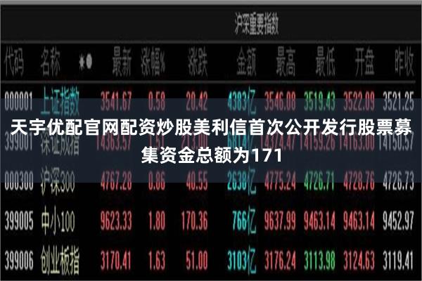 天宇优配官网配资炒股美利信首次公开发行股票募集资金总额为171