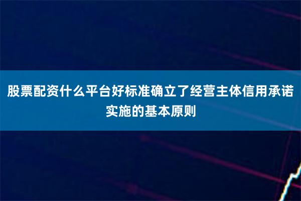 股票配资什么平台好标准确立了经营主体信用承诺实施的基本原则